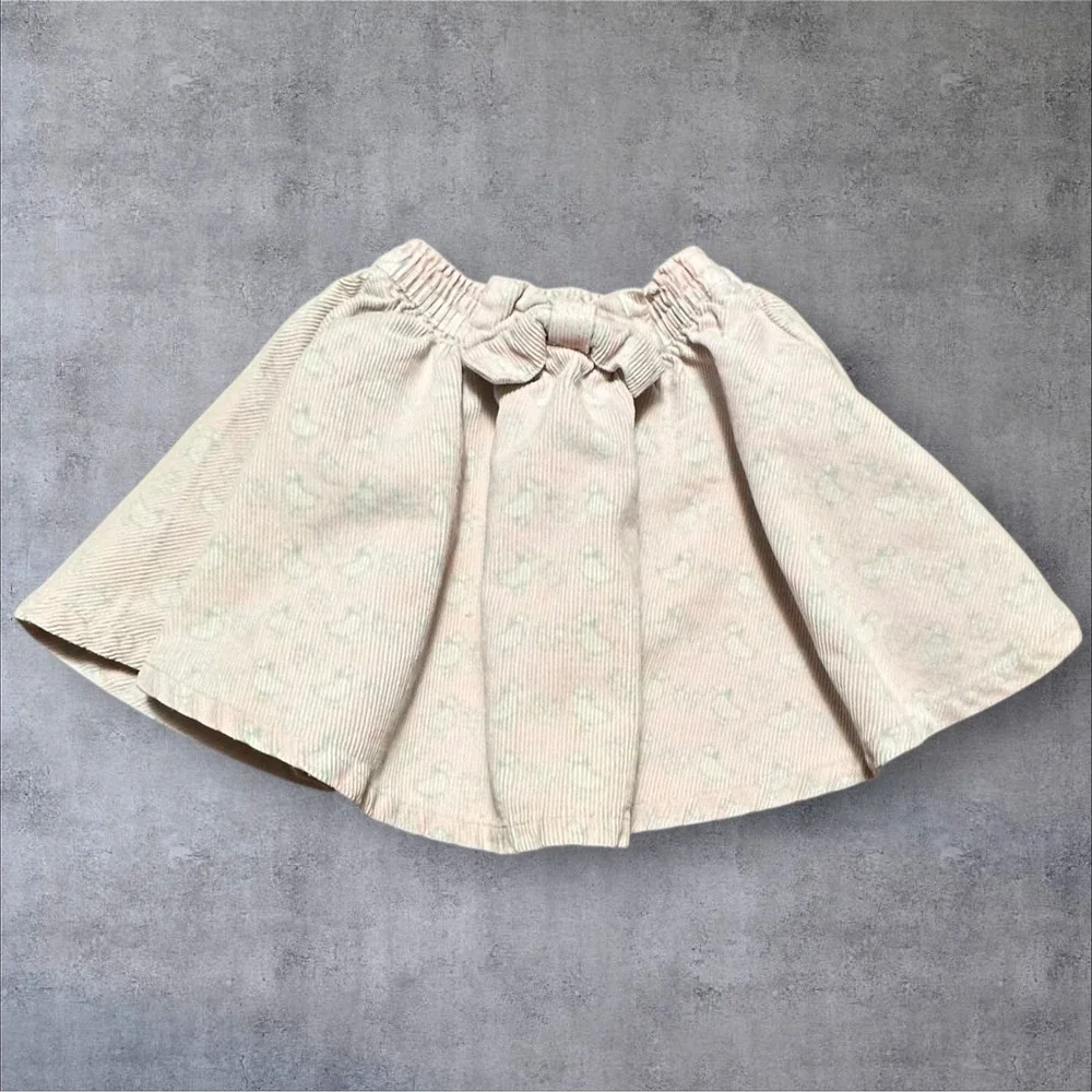 Vintage OshKosh 3T Pink Corduroy Goose Print Skirt Elastic Waist‎ Made USA
